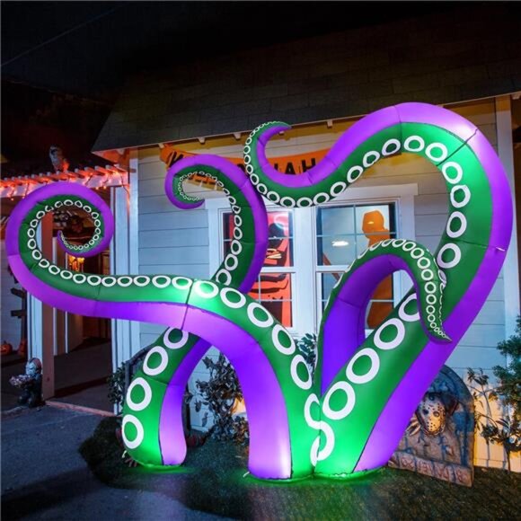 New GOOSH 7.2 FT Halloween Inflatables Octopus Outdoor Decorations Blow Up Yard - Picture 1 of 7
